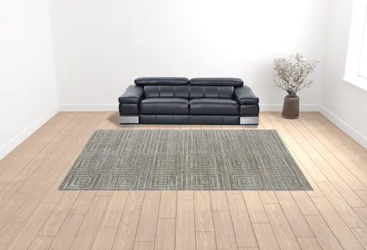 10' X 14' Gray And Silver Striped Hand Woven Area Rug