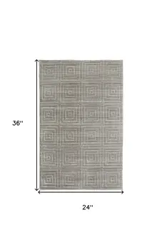2' X 3' Gray Striped Hand Woven Area Rug