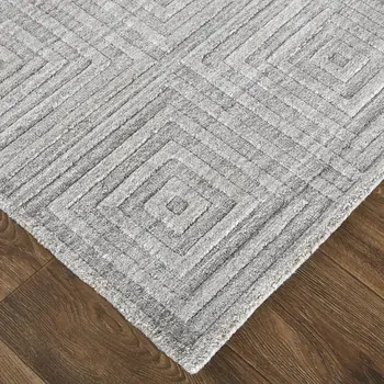 2' X 3' Gray Striped Hand Woven Area Rug