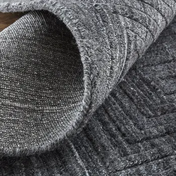 8' X 10' Gray And Black Striped Hand Woven Area Rug