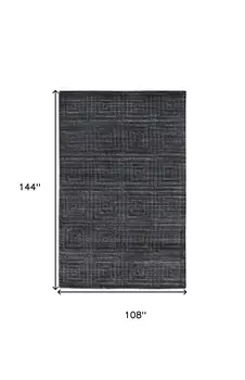 9' X 12' Gray And Black Striped Hand Woven Area Rug