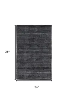 2' X 3' Gray and Black Striped Hand Woven Area Rug