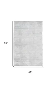 4' X 6' Silver and White Striped Hand Woven Area Rug