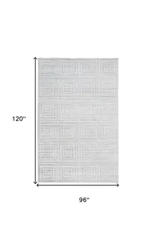 8' X 10' White And Silver Striped Hand Woven Area Rug
