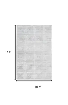9' X 12' White And Silver Striped Hand Woven Area Rug