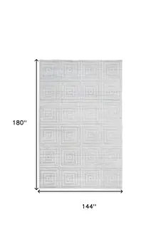 12' X 15' White And Silver Striped Hand Woven Area Rug