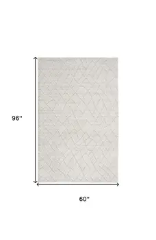 5' X 8' Ivory And Gray Striped Hand Woven Area Rug