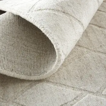 5' X 8' Ivory And Gray Striped Hand Woven Area Rug