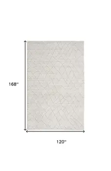 10' X 14' Ivory And Gray Striped Hand Woven Area Rug