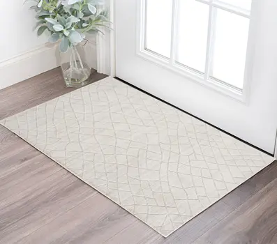 2' X 3' Gray and Ivory Striped Hand Woven Area Rug