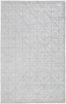 12' X 15' White And Silver Striped Hand Woven Area Rug