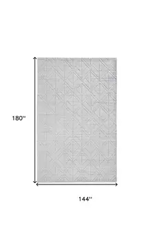 12' X 15' White And Silver Striped Hand Woven Area Rug