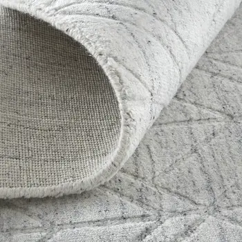 12' X 15' White And Silver Striped Hand Woven Area Rug