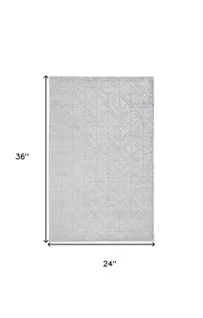 2' X 3' Silver and White Striped Hand Woven Area Rug