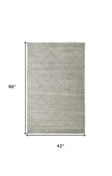 4' X 6' Gray and Ivory Striped Hand Woven Area Rug