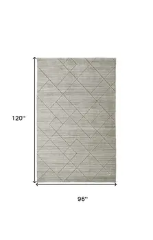 8' X 10' Ivory And Silver Striped Hand Woven Area Rug