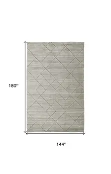 12' X 15' Ivory And Silver Striped Hand Woven Area Rug