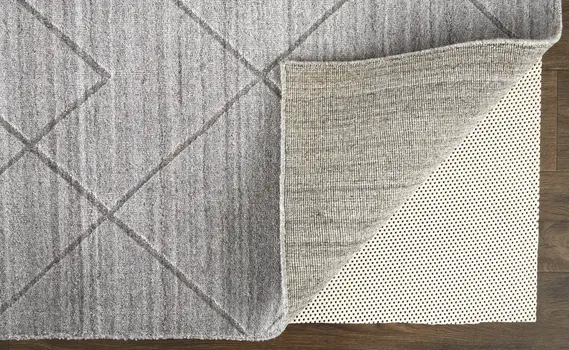 12' X 15' Ivory And Silver Striped Hand Woven Area Rug