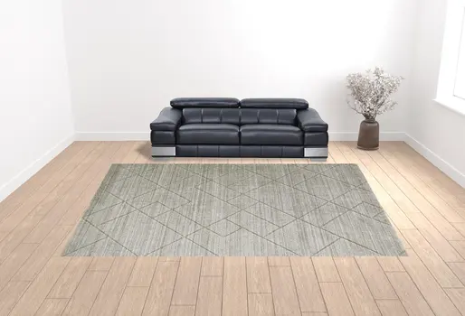 12' X 15' Ivory And Silver Striped Hand Woven Area Rug