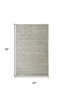 2' X 3' Ivory And Silver Striped Hand Woven Area Rug