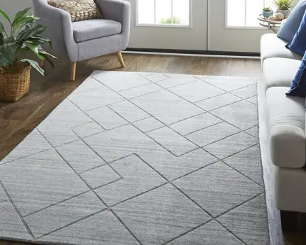 5' X 8' Gray And Silver Striped Hand Woven Area Rug