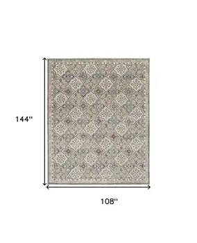 9' X 12' Taupe Ivory And Red Wool Patchwork Tufted Handmade Stain Resistant Area Rug