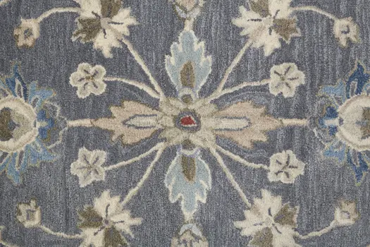 10' X 14' Gray Ivory And Red Wool Floral Tufted Handmade Stain Resistant Area Rug