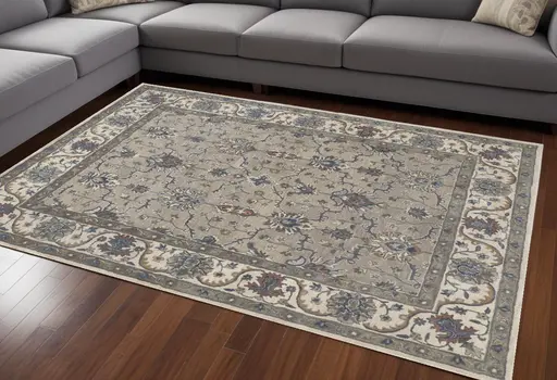 8' X 10' Ivory and Blue Wool Floral Hand Tufted Area Rug