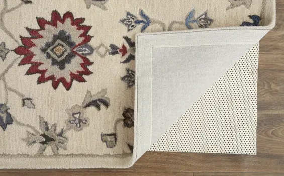 2' X 3' Ivory and Blue Wool Floral Hand Tufted Area Rug