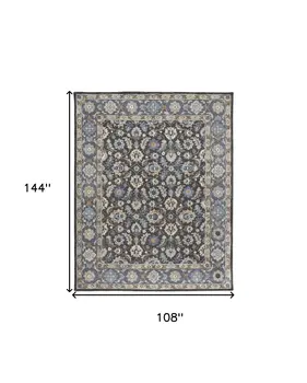9' X 12' Taupe and Ivory Wool Floral Hand Tufted Area Rug
