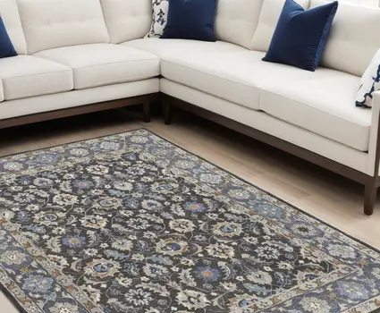 9' X 12' Taupe and Ivory Wool Floral Hand Tufted Area Rug