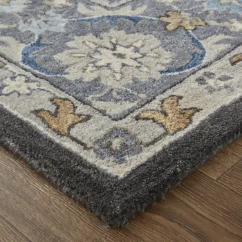 9' X 12' Taupe and Ivory Wool Floral Hand Tufted Area Rug