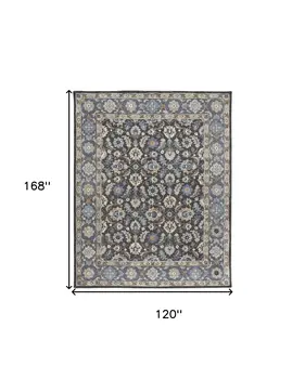 10' X 14' Taupe and Ivory Wool Floral Hand Tufted Area Rug