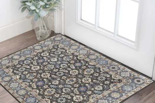 2' X 3' Taupe and Ivory Wool Floral Hand Tufted Area Rug