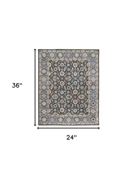 2' X 3' Taupe and Ivory Wool Floral Hand Tufted Area Rug