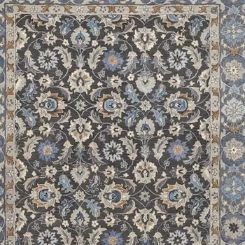 2' X 3' Taupe and Ivory Wool Floral Hand Tufted Area Rug