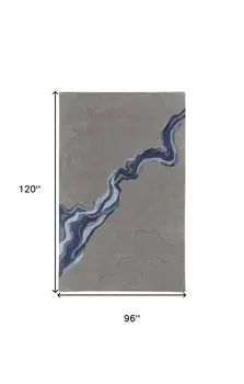 8' X 10' Blue and Gray Wool Abstract Hand Tufted Area Rug