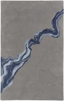 9' X 12' Gray and Blue Wool Abstract Hand Tufted Area Rug