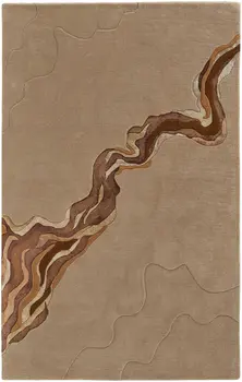 5' X 8' Beige and Brown Abstract Hand Tufted Area Rug