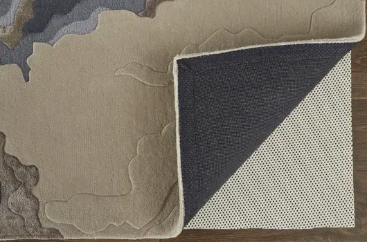 5' X 8' Tan and Brown Wool Abstract Hand Tufted Area Rug