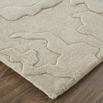 8' X 10' Tan and Brown Wool Abstract Hand Tufted Area Rug