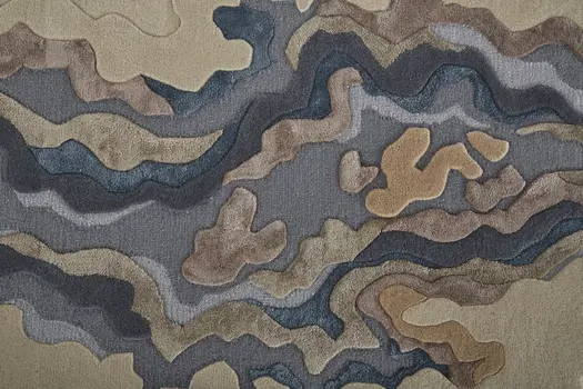 8' X 10' Tan and Brown Wool Abstract Hand Tufted Area Rug