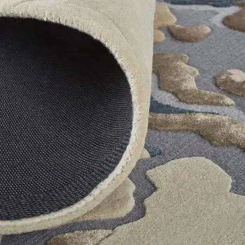 8' X 10' Tan and Brown Wool Abstract Hand Tufted Area Rug