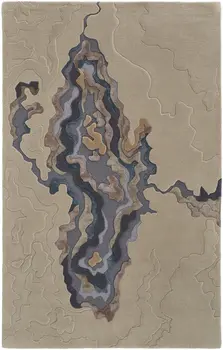 9' X 12' Tan and Brown Wool Abstract Hand Tufted Area Rug
