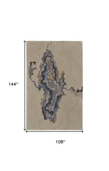 9' X 12' Tan and Brown Wool Abstract Hand Tufted Area Rug