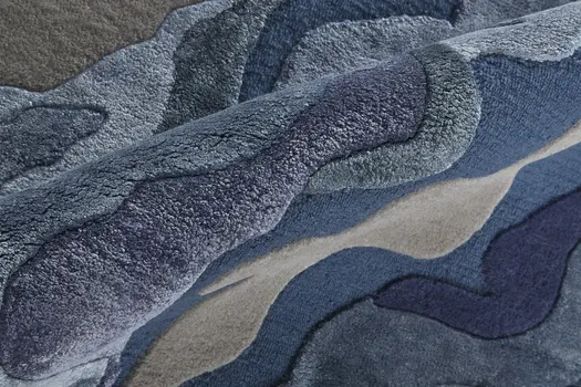12' X 15' Blue and Gray Wool Abstract Hand Tufted Area Rug