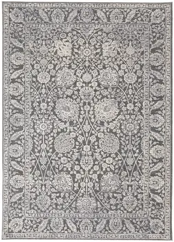 8' X 10' Taupe and Ivory Floral Power Loom Area Rug