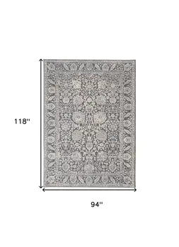 8' X 10' Taupe and Ivory Floral Power Loom Area Rug