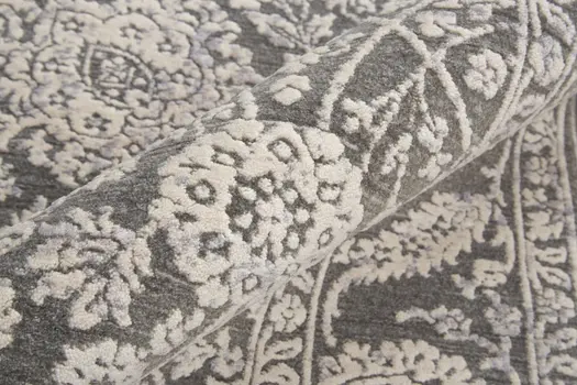 6' Taupe and Ivory Round Floral Power Loom Area Rug