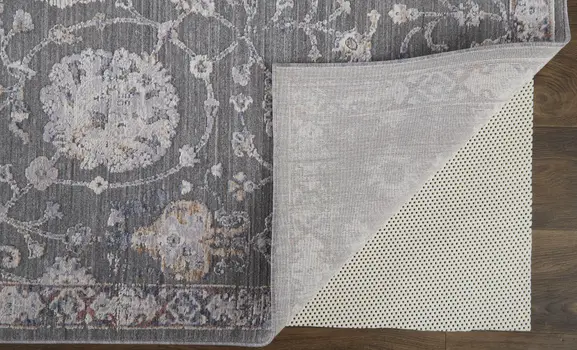 8' X 10' Gray and Ivory Floral Power Loom Area Rug